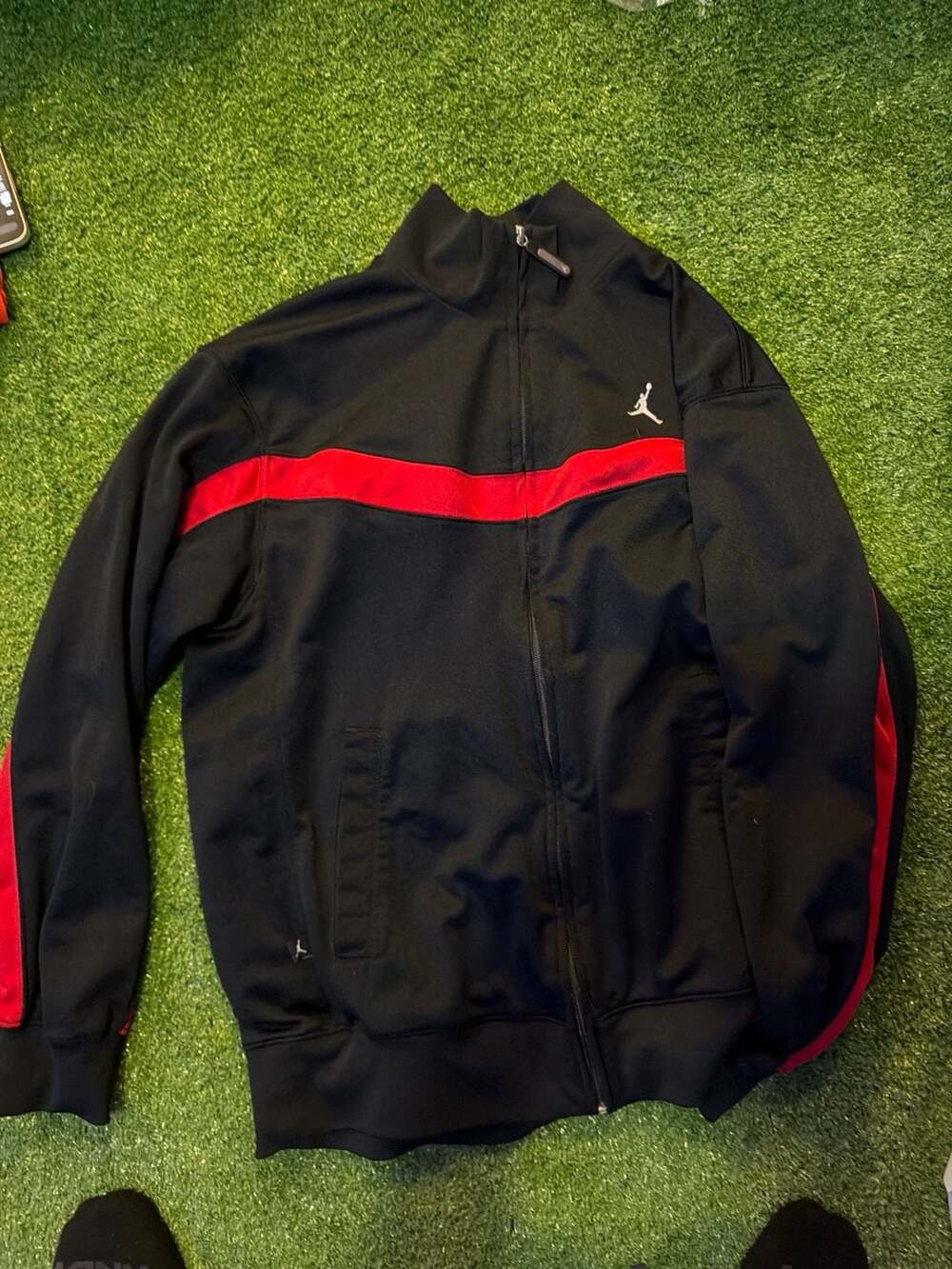 Jordan Jumpman Dri-Fit Full Zip Track Jacket Black with Red Stripe